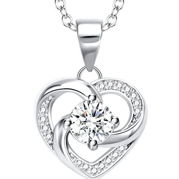 ITS4YEO 925 Sterling Silver Heart Birthstone Necklace Zircon Pendant Necklaces